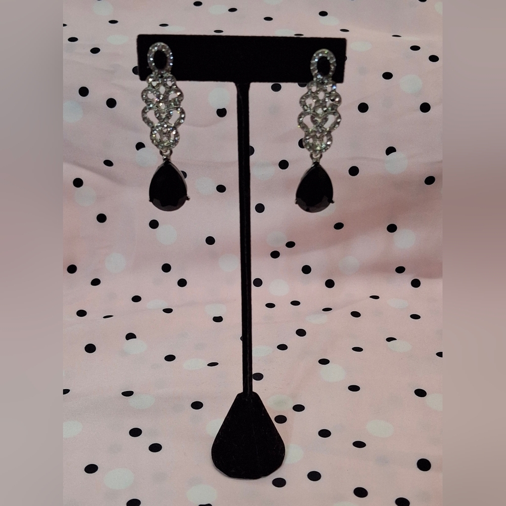 Elegant Black and Silver Drop Earrings